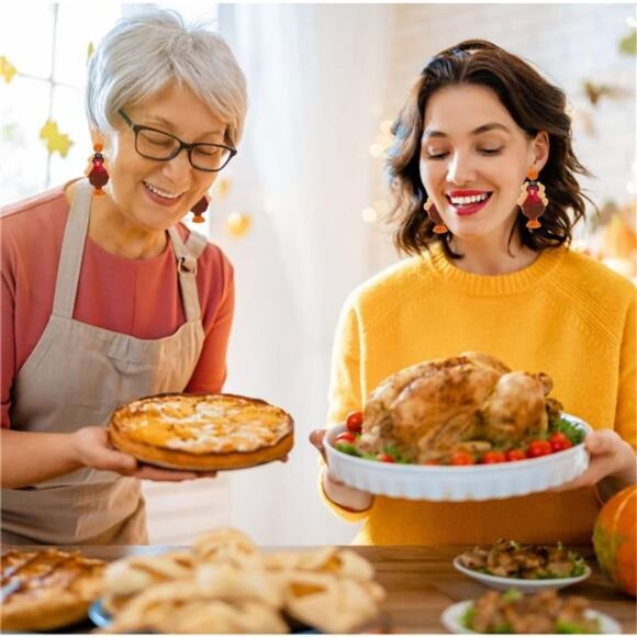 Handmade Thanksgiving Earrings - Pumpkin, Turkey, Maple Leaf - Picture 2 of 8